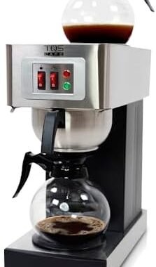 TQS CAFE Commercial Coffee Maker, Double 12-Cup Stainless Steel | Dual 12-cup commercial coffee brewer with stainless steel housing for offices, restaurants, breakrooms and busy workplaces