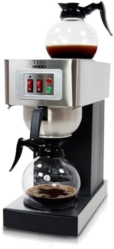 TQS CAFE Commercial Coffee Maker, Double 12-Cup Stainless Steel | Dual 12-cup commercial coffee brewer with stainless steel housing for offices, restaurants, breakrooms and busy workplaces