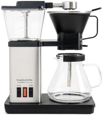 SimplyGoodCoffee THE BREWER - Plastic-Free. Coffee Maker/Coffee Machine. 8 Cup Automatic Drip Pour Over Coffee Brewer. Brewer Free of Plastic, Gold Cup Standard. Black/Stainless Steel