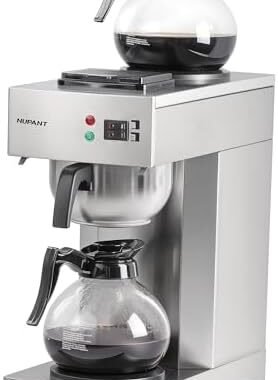 NUPANT 12-Cup Coffee Maker 1.8L Commercial Drip Coffee Maker Pour Over Coffee Machines with 2 Glass Carafes and 2 Warmers Plate Stainless Steel Coffee Brewer for Cofe Bar and Restaurant | 2 Warmers and 2*12 Cup Carafes, Stainless Steel, 7 Mins Fast Brewing, Easy Control for Restaruants, Office and Busy Business